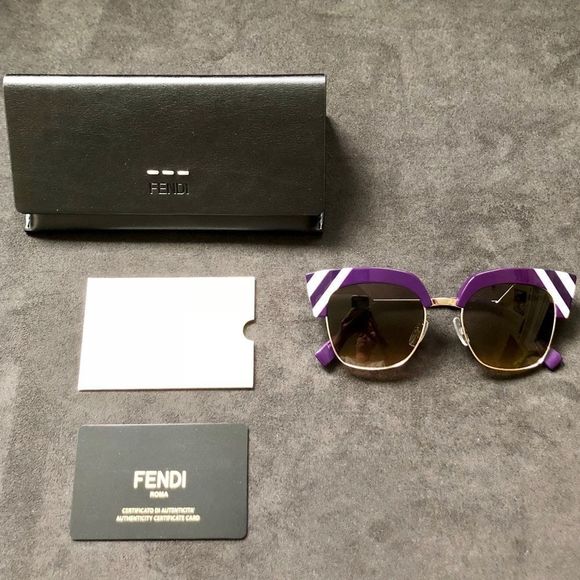FENDI Sunglasses Violet & White Striped Cat Eye